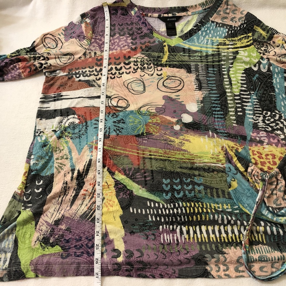 Ali Miles Shirt Womens 1X Multicolor Abstract Art Print Tunic 3/4 Sleeve Top - Picture 9 of 10